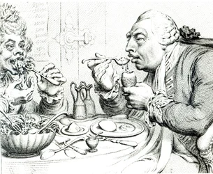 Temperance Enjoying a Frugal Meal, caricature of George III and Queen Charlotte